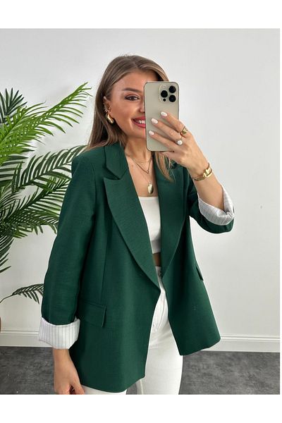 MODA Emerald Green Premuim Easy-Fold Lining Striped a Quality Blazer Jacket