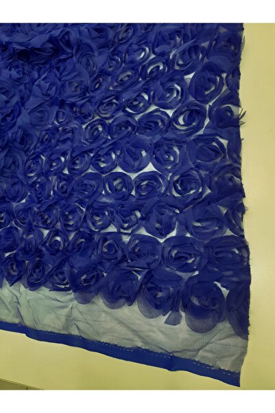 Safir Kumaş 3 Boyutlu Kabartmalı Tül Zemine Gül Desen Dantel 1.5 Metre