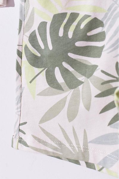 Magu Cotton Tropical Leaf Patterned Green Baby Boy Set (6-18 Months)