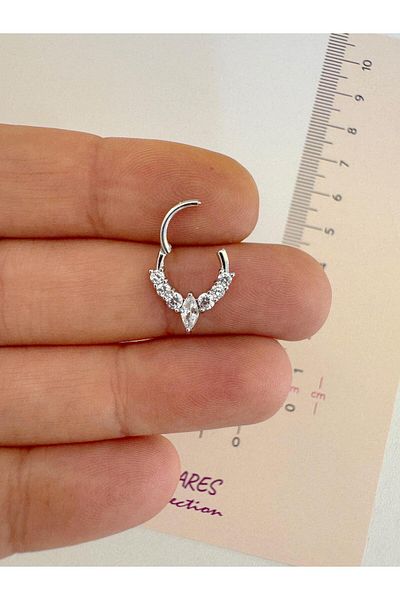 Arescollection التيتانيوم الزركون حجر Daith الحاجز الدائري ثقب 1 قطعة