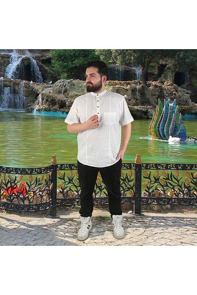 İkranur قميص صيفي بأكمام قصيرة مصنوع من القطن بنسبة 100% ومضاد للتعرق