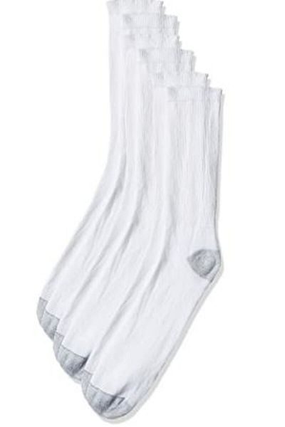 HANES Big&Tall Cu Crew Socks Mens Hns HM144-6Pcs White