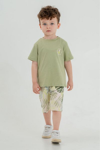 Magu Cotton Tropical Leaf Patterned Green Baby Boy Set (6-18 Months)