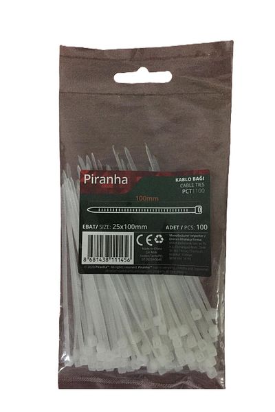 Piranha 100 Cable Ties - 25X100 mm Large Size White