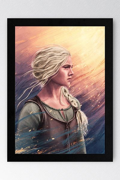 Saturn The Witcher Ciri Framed Painting - Tv Series Poster Painting