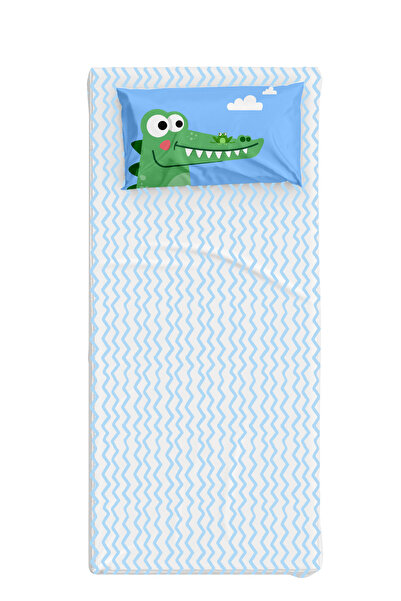 itsybitsy طقم ملاءات سرير أطفال عضوية مفردة - نمط متعرج، سلسلة Croc a Dream