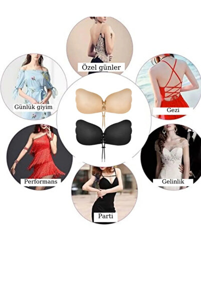 ARTUAL Sutien fluture fără bretele adeziv din silicon pentru femei, cu șnur în față, pentru îmbunătățirea corpului cu șireturi