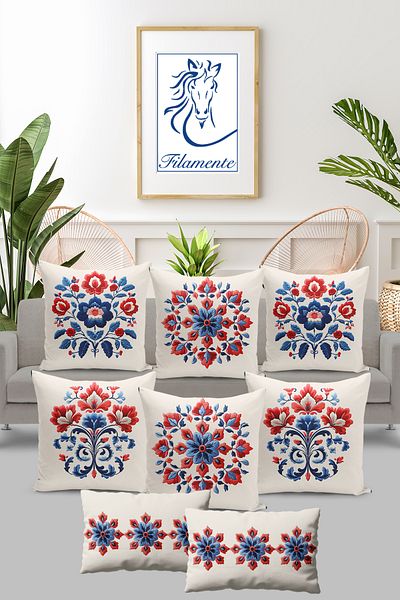 Filamente Set de 8 huse de pernă cu model de broderie