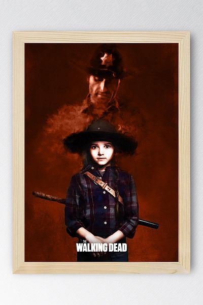 Saturn The Walking Dead Rick Grimes Framed Painting - Tv Series Poster Painting