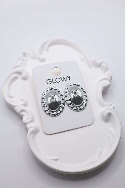 DEMOKAN Women's Earrings Twist Edge Oval Earrings