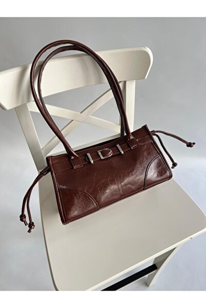 Mia Collection Τσάντα χειρός και ώμου γυναικείας μάρκας Tunisia, σε χρώμα καφέ