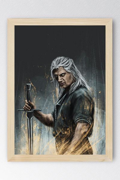 Saturn The Witcher Geralt Pictură înrămată - Poster de televiziune
