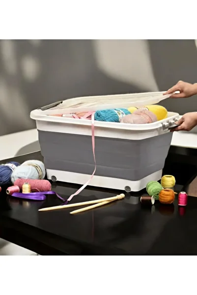 CocoVia 30 Liters Large Size Organizer with Lid - Multi-Purpose Laundry and Toy Basket with Foldable Wheels