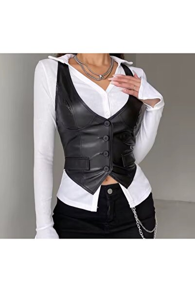 ARDSU Kadin Suni Deri Yelek