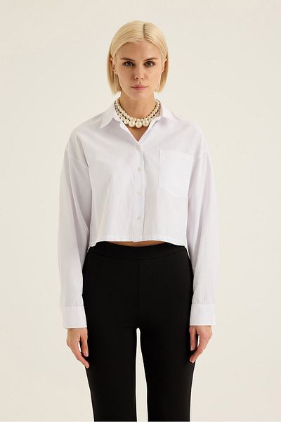 SEVİLEN Cămașă crop cu buzunare