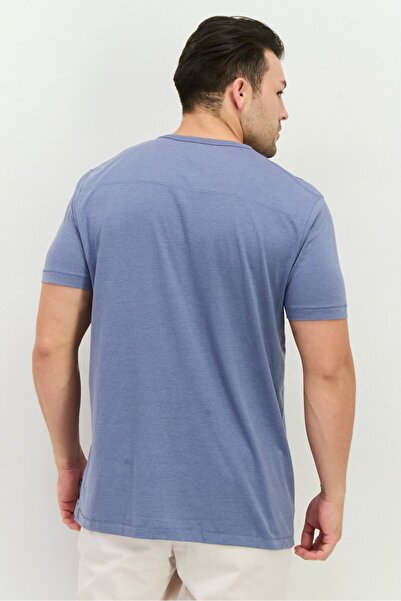 French Connection Men Crew Neck Short Sleeve Brand Logo T-Shirts, Light Blue Heather