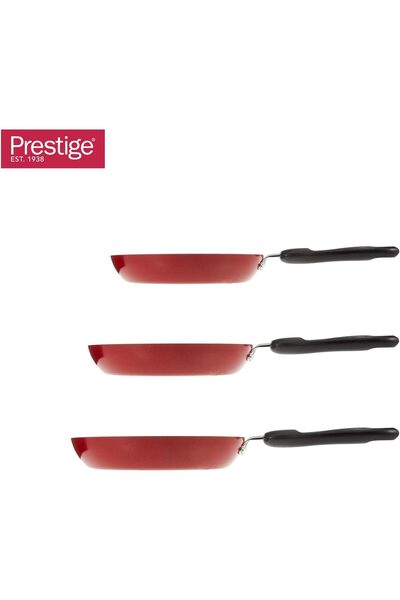 Prestige Frypan set of 3 pieces|Aluminium|Non-stick|Dishwasher Safe-Red