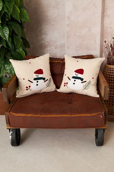 Ersperto 1 Piece Winter Series Punch Punch Pattern Embroidered Throw Pillow Cover 43X43Cm