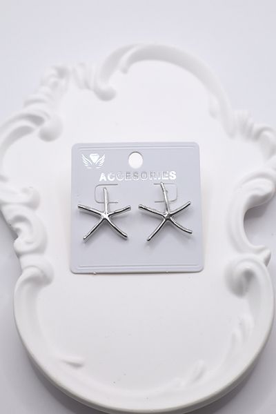 DEMOKAN Women's Earrings Thin Rod Sea Star Earrings