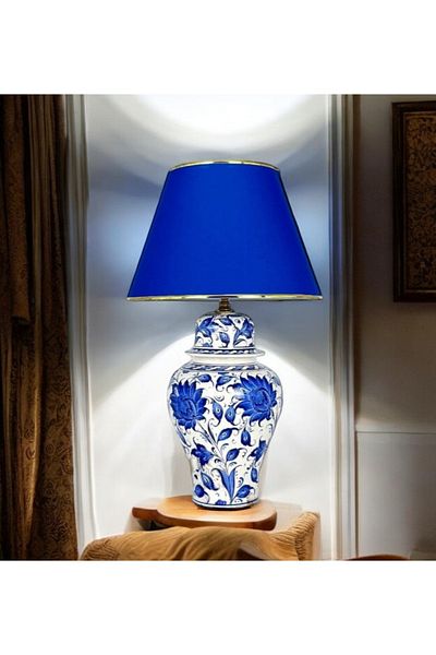SweetSwan Alkimo Blue Dream Handmade Ceramic Lampshade Table Bed End Lamp Decor Lamp