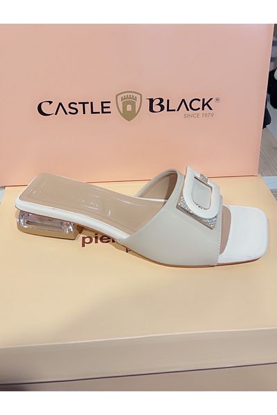 ARME CITY Castle & Black Ac35828 Short Heel Front Stone Comfortable Stylish Slippers