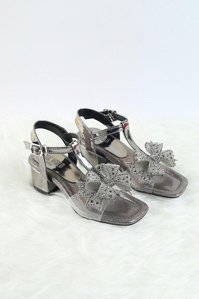 Moda Lime Girls' Shoes Wedding Style with Bow and Transparent Detail