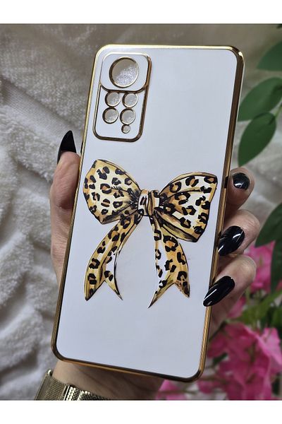Magic Ring حافظة هاتف فاخرة لهاتف Xiaomi Note 11 PRO/Note 12 PRO 4G متوافقة مع شريط الفهد ومطبوعة باللون الذهبي