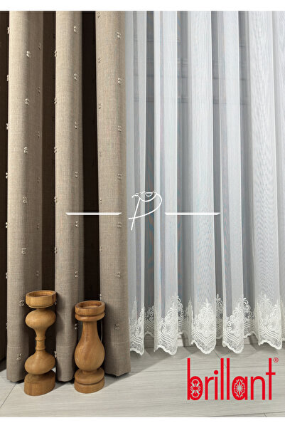 Brillant Tül Perde Brillant Tt Zemin Kumaş Arnesta Desen Etek İşleme