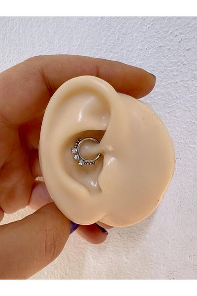 Arescollection التيتانيوم الزركون حجر Daith الحاجز الدائري ثقب 1 قطعة