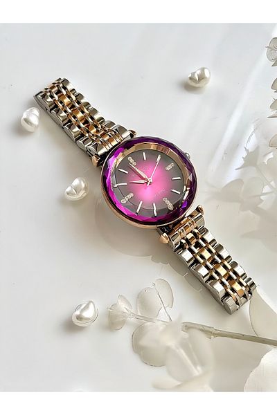 Ferrucci Ferrucci̇-(Rose Silver) Purple Inner Dial Women's Wrist Watch-