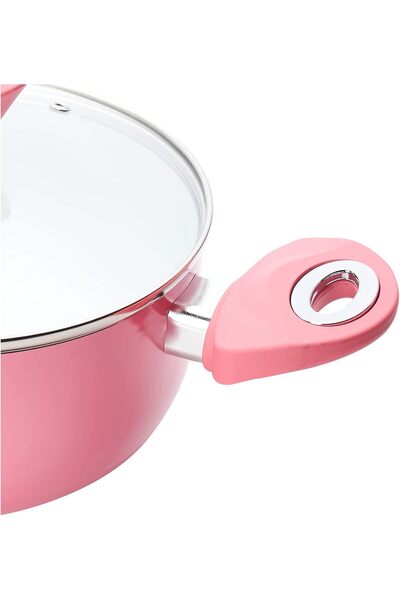 Generic Ceramic Non Stick Cookware Set 11 Pieces - Pink