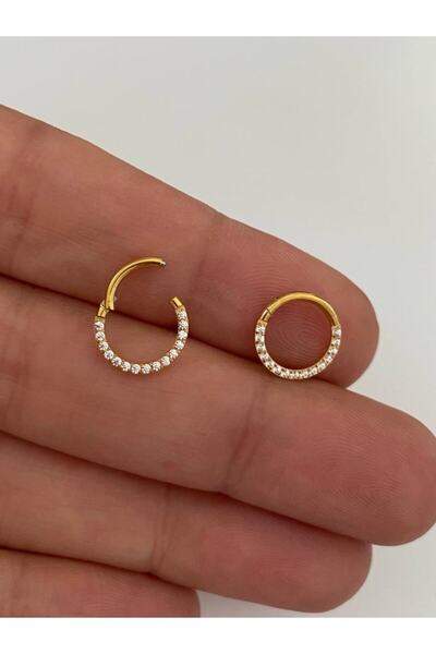 Arescollection 16g Titanium Zirkon Taşlı Helix Tragus Rook Daith Piercing