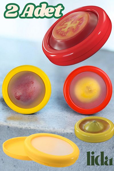 Lida Houseware 2-Pack Freshcap - Flexible and Reusable Fruit, Vegetable, Onion, Lemon and Tomato Storage Container