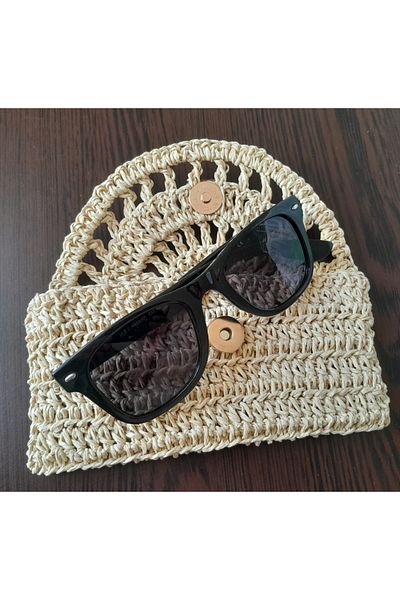 H R STORE H&R Store Glasses Case Hand Knitted Glasses Case Paper Rope Knitting