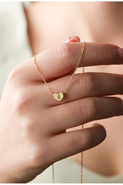 LİNOVE JEWELLERY G Harf Gümüş Kolye 925 Ayar Gümüş Üzeri 14k Altın Kaplama Ha...