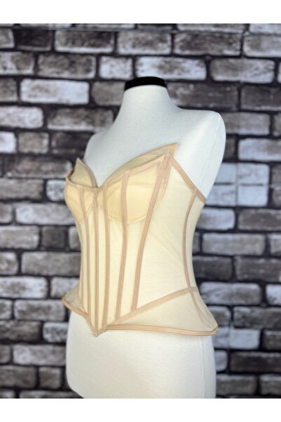 Metay Design Transparan Korse Kelebek Model Bustiyer - Ten Rengi