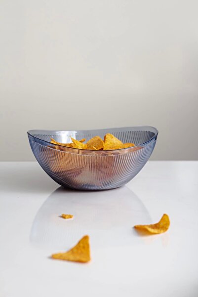 Depa 1.6 Lt Acrylic Baroque Navy Blue Oval Fruit and Salad Bowl - Mixing Bowl (Not Glass)