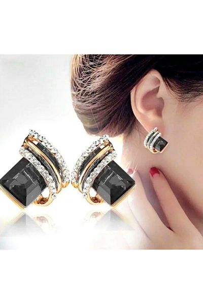 reyselstyle Anthracite Crystal Stone Luxury Earrings