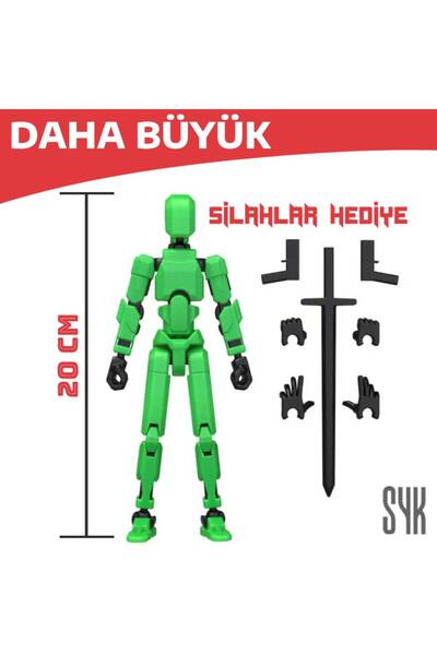 SYK Design (BÜYÜK) Robot 20 Dummy Yeşil Siyah Tüm Eklemleri Hareketli Aksiyon...