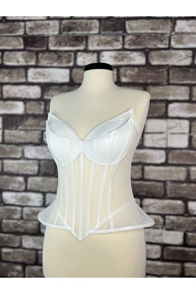 Metay Design White Transparent Corset Butterfly Model Bustier