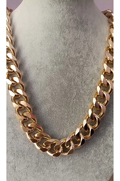 Nurtakı قلادة سلسلة نسائية سميكة موديل Fors باللون الذهبي مقاس 55 سم