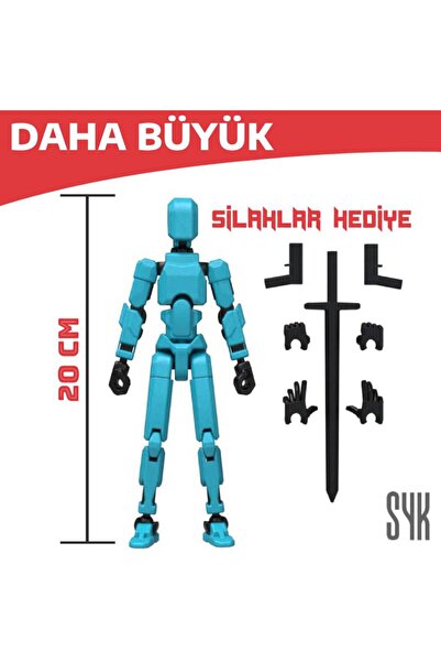 SYK Design (BÜYÜK) Robot 20 Dummy Turkuaz Siyah Tüm Eklemleri Hareketli Aksiy...