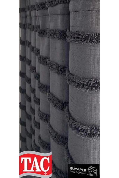 Taç Rüyaper Anthracite Color Tasseled Background Curtain Linen 1St Quality Brochol Gift (Single Wing)