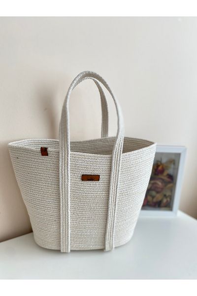 MS Glassware Wicker Hane Series Jute Beach Bag, Arm and Hand Castle
