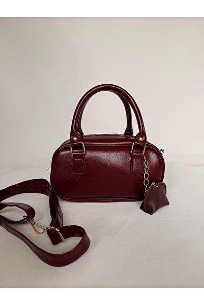 melecco حقيبة نسائية باللون العنابي مع إكسسوارات حقيبة يد وكتف من الجلد اللام...