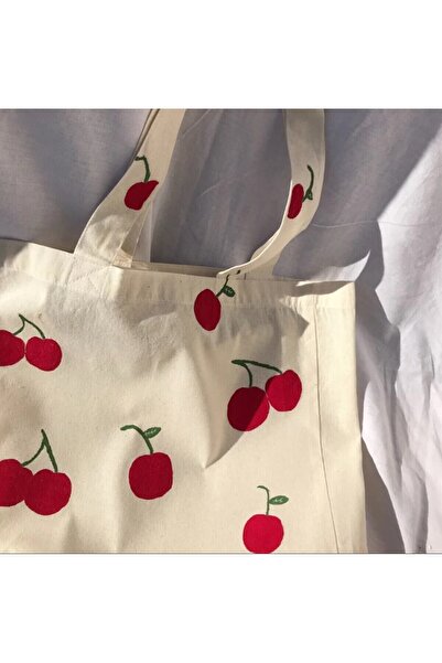 mononoke Kiraz Desenli Bez Çanta