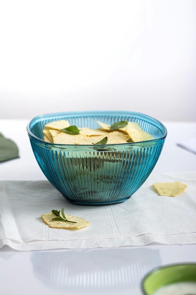 Depa Acrylic Baroque Aquamarin Medium Size Square Fruit & Salad Bowl & Mixing Bowl / 1.5 Lt (Not Glass