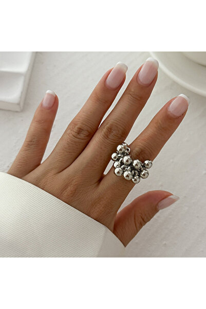 Choice Silver Color Salircon Fashion Simple CCB Small Ball Ring for Women Men 2024 Punk Hip Hop Metal Open