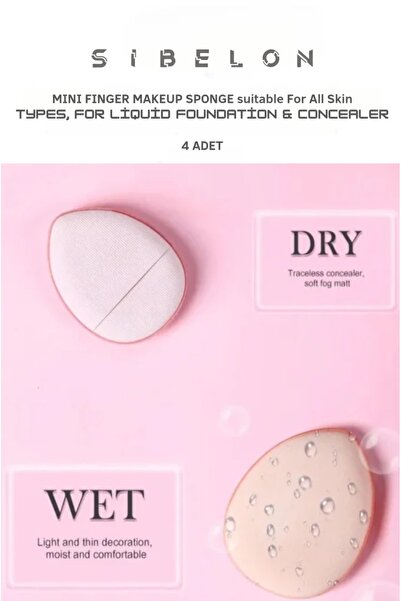 Sibelon Parmak Makyaj Süngeri - Mini Puf Kapatıcı Pudra Süngeri