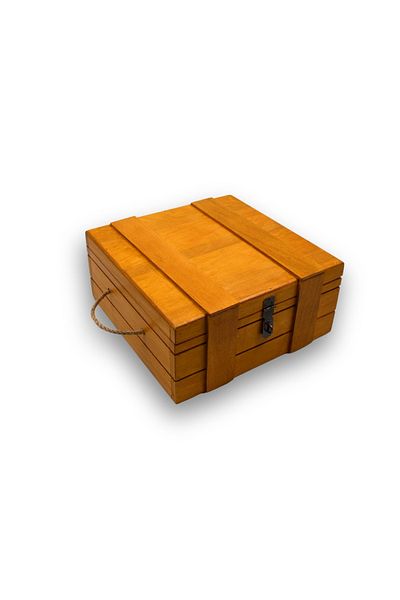 t tun's woods Beech Wooden Square Memory and Storage Box - Yellow Oak 27X27Cm Width 12cm Height Decorative Box